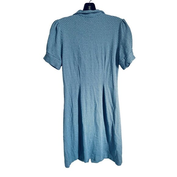 Shannon McLean shirt dress blue white zigzag stripe Size Small - Picture 8 of 10